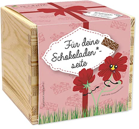 ecobox Schokoladenblume | Anzuchtset in der Holzbox mit Spruch Für deine Schokoladen*-seite!