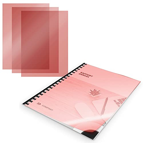 WAYTEX A78241R Couverture de Reliure A4 Transparentes en PVC 200 microns Pack de 100 Rouge transparent
