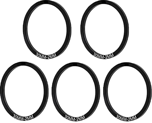 Yundxi 5 Stück Fahrrad Unterlegscheiben Set für Rennrad Tretlager, Schwungradnabenscheiben (Durchm. 30mm Dicke 2mm, Schwarz)