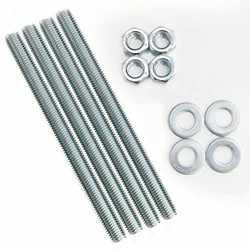 BAUQOO Barre Filettate M12 Certificate In Acciaio 8.8 Zincato ad Alta Resistenza 4 Pezzi Lunghezza 16,5 cm Dadi M12