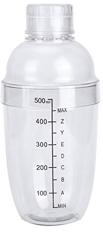 Shaker per Cocktail, Kit Shaker per Cocktail in Resina con Misurino a Barra Trasparente, Shaker per Latte, Tazza Graduata di Grande capacità per Accessori per Utensili da Bar (530ml)