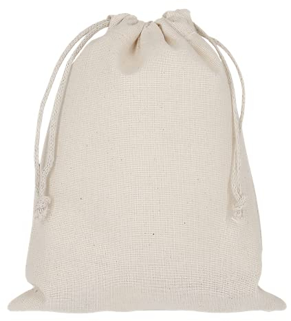 10 Stück | Baumwoll Säckchen mit Kordelzug, 15 x 20 cm | Aufbewahrung Kleine Stoffbeutel für Kindergeburtstage - Hochzeiten und Party - Nachhaltig DIY Tasche Mitbringsel zum bemalen in Natur