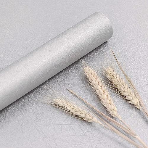 Abyssaly Self Adhesive Wallpaper Silver Grey Sticky Back Plastic Vinyl Wrap Film Thickness Upgrade Peel and Stick Wallpaper 90cm X 300cm for Decoration Worktop Covering Furniture Stickers