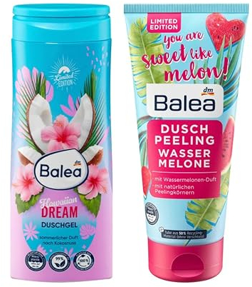 Balea Körperpflege 2er-Set: Duschgel HAWAIIAN DREAM mit sommerlichem Duft nach Kokos (300 ml) + Duschpeeling WASSERMELONE (200 ml), 500 ml