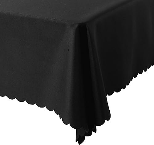 Novetec Tischdecke Fleckschutz Leinenoptik Tischtuch Abwischbar Lotuseffekt Tischdecken Abwaschbar Pflegeleicht für Drinnen Draussen Garten Esszimmer Party und Festen (Schwarz, 120x160 cm)