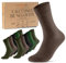 sockenkauf24 Calcetines Clásicos Hombre Mujer 10 Pares Algodón Comodos Transpirables (Verde Marrón Negro 39-42)