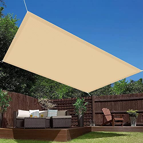 Sunsegel Rechteckig Atmungsaktive 3 x 5 m Schnelltrocknend HDPE-Material Sichtschutz Garten mit Spannseilen für Patio Hinterhof Rasengarten, Gelb