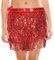 Soudittur Quasten Paillettenrock Damen Glitzer Rock Damen Steampunk Quastenrock Bauchtanz Hüftschal Karneval Fransen Rave Outfit Kostüm Rot