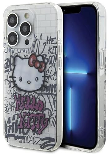 CG MOBILE Hello Kitty HKHCP15XHDGPHT Hülle für iPhone 15 Pro Max 6.7 Weiß hardcase IML Kitty On Bricks Graffiti