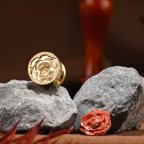 Wachs Siegel Stempel 3D-Prägung mit Messingkopf Holzgriff Vintage-Stil Siegelstempel Für Umschläge Hochzeitseinladungen Geschenkverpackungen DIY (Mini Rose Setzen)