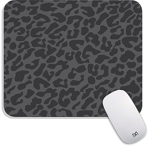 Armanza Tapis de souris carré motif léopard noir, texturé de qualité supérieure, lavable, base en caoutchouc antidérapant, pour souris sans fil