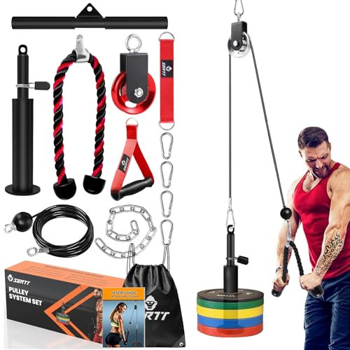 Pulley Pro Home Gym Cable Pulley System Attachments for Biceps Curl, Triceps, Chest, LAT and Lift Workouts