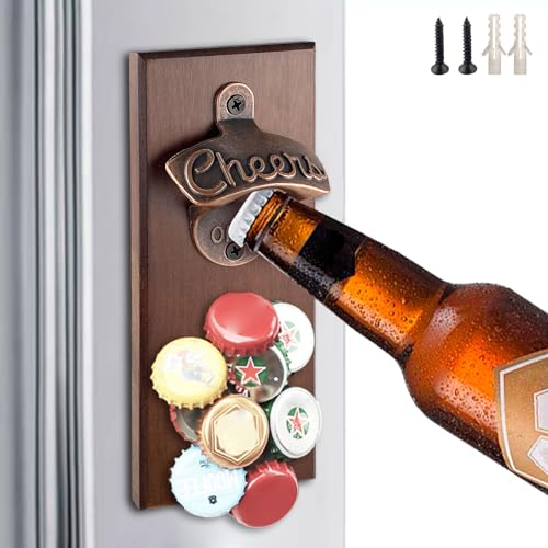 Wand Flaschenöffner mit Magnet Bieröffner Holz Flaschenöffner Wand Magnetischer Flaschenöffner Weihnachten Geschenk, Wandmontage Flaschenöffner für Bier Flaschenöffner Geschenke für Männer