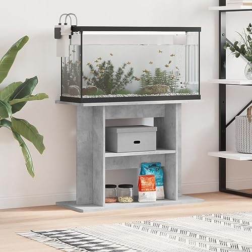 Homgoday Aquariumständer Aquarium Unterschrank Aquarium Tisch Aquarien Schrank Aquarienunterschrank Terrarium Schrank Betongrau 80x35x60 cm Holzwerkstoff