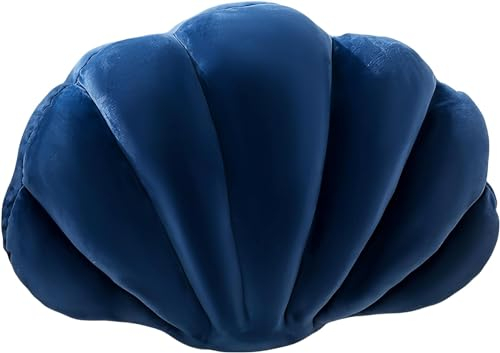 Fay Bless Muschel-Dekokissen für Couch, Outdoor-Muschel-Bettkissen, dekorativ für Terrassenmöbel, Meeresprinzessin (Dunkles Zyan, 44 x 33 cm)