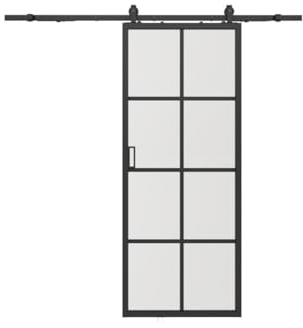 Vente-unique-Schiebetür mit Laufschienensystem - Aluminium & Sicherheitsglas - 205 x 83 cm - WILDEN II