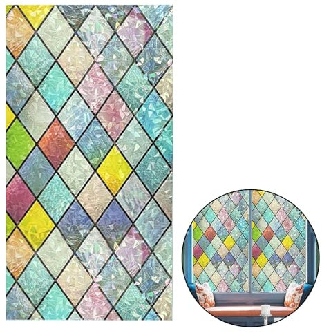 Pellicola per Vetri Finestre 200 x 30cm Decorativa Autoadesive Pellicola per la Privacy Delle Finestre Vistoso Griglia di Cristallo Pellicola Elettrostatica per Finestre, Porte, Bagni e Cucin