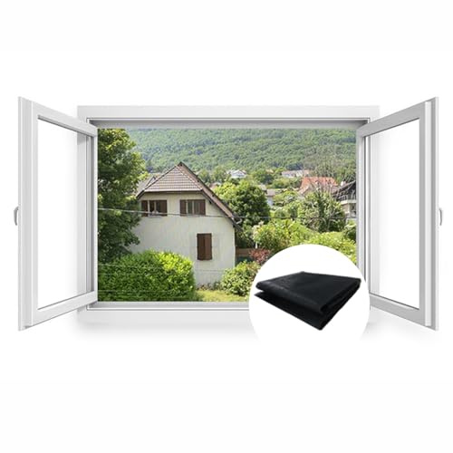 Fliegengitter Fenster Fiberglas Meterware 2x6m Fliegengitter katzensicher Zuschneidbar Insektenschut Ohne Bohren Insektenschutz Meterware für Balkontür Fenster und Türen －Schwarz