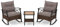 LIFEZEAL 3 TLG. Rattan Schaukelstuhl Set, Lounge Set für 2 Personen, Gartenmöbel Set mit 2 Sofas & Glastisch, Gartensitzgruppe mit Kissen für Balkon, Garten, Terrasse