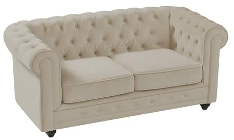 Vente-unique - Sofa ohne Schlafmöglichkeit 2 Chesterfield - Samt - beige