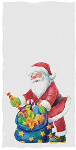 Handtücher Weihnachten Weihnachtsmann Nikolaus Mit Sack Strandtuch Weich Strand Handtuch Schnell Trocknendes Pool Badetuch, Für Reise, Yoga, 40x70cm