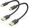 SUNGUY Cable USB C Corto, 30CM*2 10Gbps Cable USB C Carga Rapida para Android Auto, Galaxy S22/S23 ultra, Huawei P20/50 Pro, Google Pixel 8/8 Pro, MacBook Pro-Negro