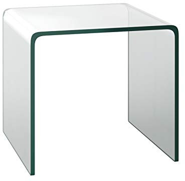 COSTWAY Mesas Auxiliares de Cristal, 45 x 45 x 41 cm, 2 Formas, Mesas de Centro Pequeñas, Mesa Auxiliar Salon Sofa de Vidrio Templado, Mesa para Café (Transparente,Sin Ruedas)