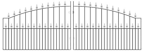Saxon Arched Spear Top Metal Driveway Gates 1245mm High galvanised Wrought Iron Dual Swing gate (3658mm (12ft) Gap x 1245mm High SAZP25)