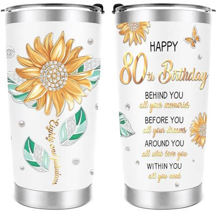 80th Birthday Gifts for Women - 20 Oz Tumbler 80th Birthday Gift Ideas for Her, 80th Birthday Persent Mugs, 80 Year Old Gift Decoration for Women, 80th Birthday Funny Gifts for Women Mum Wife Ladies