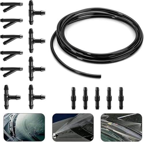 HSLPSM 3M Universal Scheibenwaschanlage, 15PCS Schlauchverbinder, Wischwasserschlauch Reparaturset, Automotive Schlauch, Wischwasserschlauch Reparaturse, Schlauch für Scheibenwaschanlage