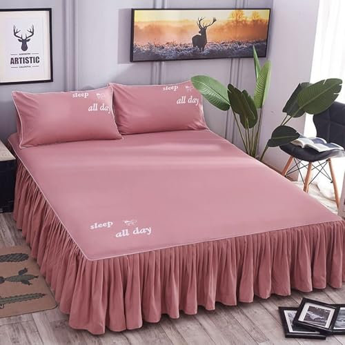 ANAZOZ Bettlaken 150x200cm, Betttuch mit Gummizug aus Polyester Einfarbig Altrosa, Bettwäsche mit Plattform