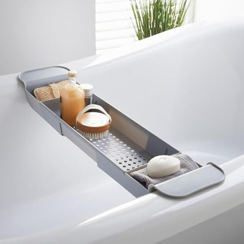 U.saf Extendable Over Bath Rack - Grey - Adjustable & Functional Bath Organizer