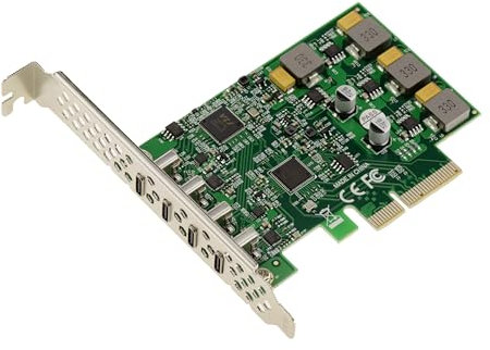KALEA-INFORMATIQUE PCIe 4-Port USB 3.1 10G Typ C Controller-Karte mit eigener Stromversorgung High Power. Chipsatz Via VL820 und ASM3142 USB 3.2 gen 2x1.