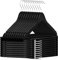 GRANDMA SHARK 20 Pack Wooden Coat Hangers, Strong Wood Hanger, with 360° Hook, Shoulder Notches for Suspenders, Coats, Jackets, Suits（Black）