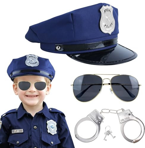 Luchild Children’s Policeman Hat – Kids Police Officer Costume Accessory for Carnival, Christmas, Fancy Dress, and Role Play (Blau)