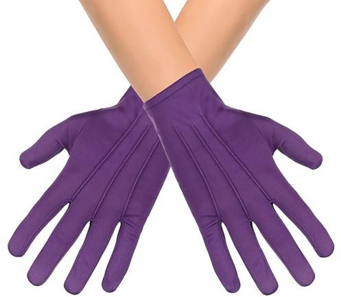 KarneLux Handschuhe Lila - 1 Paar Damen Herren Handschuhe als Kostüm Zubehör - Accessoire für Karneval, Halloween oder Mottopartys 23 cm