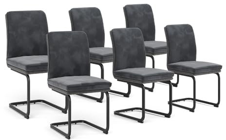Vicco Freischwinger Eleganza, Küchenstuhl, Anthrazit, 6er Set