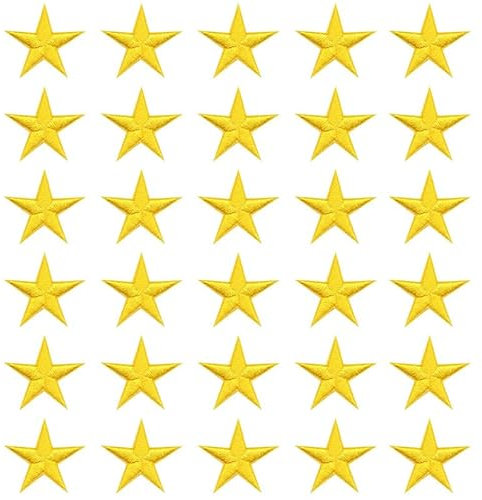 30PCS Yellow Star Iron On & Sew on Patches,3 * 3CM Hot Melt Adhesive Embroidery Appliques for Clothes, Bags, DIY Craft Decor