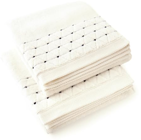 ZWOLTEX - Handtuchset 2 Stück Satz 50x100 cm Oscar - Towels Set Ägyptische Baumwolle, Sauna Handtuch Sets, Handtücher, Badehandtuch, Hantücherset, Strandhandtuch, Badehandtuch - Ecru