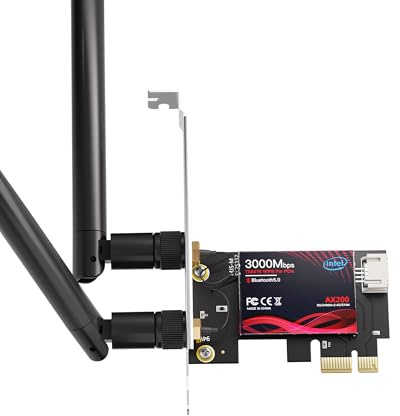 WiFi 6 PCIe Card for Gaming PC with Bluetooth 5.2,3000Mbps Ultra-Low Latency,WPA3 Security,4K Streaming/VR Ready'Windows 11/10 Dual Band Adapter