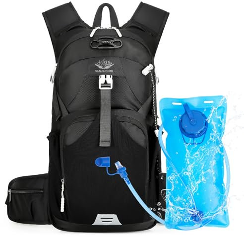 Hydration Backpack with 2L Water Bladder, HaetFire Lightweight Hiking Rucksack Hydration Vest Bag Pack Riding Backpack Water Pack Outdoor Cycling Marathon Running Skiing Camping Climbing for Men Women