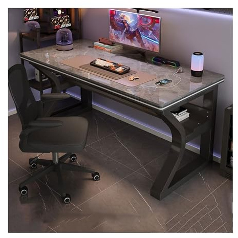 Schreibtische, Büro, PC-Tisch aus gehärtetem Glas, Schreibtisch, Schlafzimmer, Zuhause, Studiertisch, einfacher und moderner Büroschreibtisch, leichter Luxus-Spieltisch