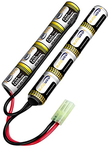Keenstone Airsoft Battery NiMH 9.6V 1600mAh Nunchuk Stick for Air Rifle ICS CA TM SRC JG G36 G&M734 etc + Mini High Discharge Connector