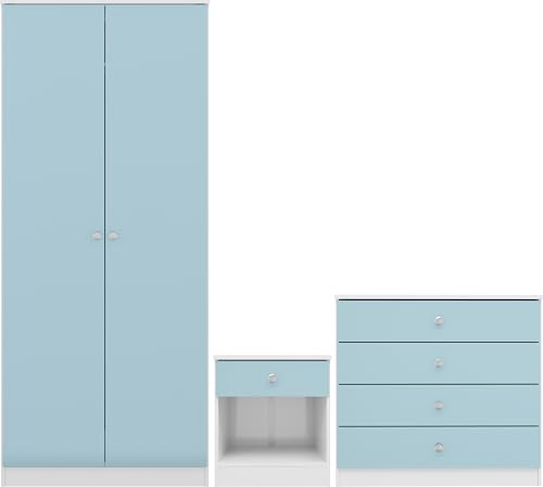 Seconique Denver Trio Set in White/Blue Gloss