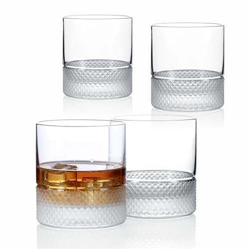 Brilant Brendon Whisky Gläser Set - Bleifreie Cocktailgläser, Geschenke für Männer, Klarer Oberteil mit diamantgeschliffenem, mattem Boden, Handgefertigt in der EU, 4er Set - 360ml