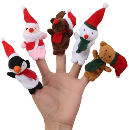 AMSLSIU Weihnachts Fingerpuppen mit Weihnachtsmann und Rentier, weiches, bequemes Spielzeug für Kleinkinder, Kinder, Polyester, Schneemann, Klassenzimmerzubehör