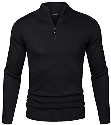 Sykooria Strickpullover Herren mit V Ausschnitt oder Half Zip Langarm | V-Ausschnitt oder Half Zip, Langarm, Feinstrick, Stehkragen, Herbst Winter, Business Büro Freizeit und Alltag
