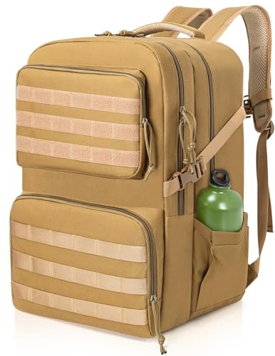 OUUTMEE 45L Taktischer Rucksack mit Seitentaschen 900D Nylongewebe,Khaki | Jagd Rucksäcke Outdoor-Überlebensrucksack Rucksack Herren für Wandern, Trekking, Campen