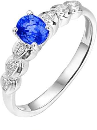 Lirzxin Damen Ring Silber 925, Trauringe für Frauen Tropfenform Design mit 0.64ct Oval Labor Erstellt Saphir und Moissanit Eheringe Hochzeitsringe Verlobungsringe Silber Gr. 56 (17.8)