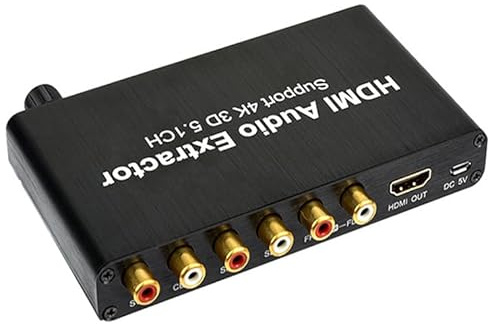 QYDZSHOP Décodeur Audio HDMI, Convertisseur Analogique 4K HDMI vers RCA AC3 / DST vers Amplificateur Décodeur Audio Coaxial 5.1 Prise en Charge 5.1 Canaux, Sortie Casque 3,5 Mm, pour PS4 Lecteur DVD